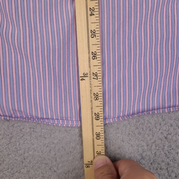 Tommy Hilfiger‎ Shirt Men's XL Pink Blue Short Sleeve Button Up Striped Trim Fit - Picture 14 of 14